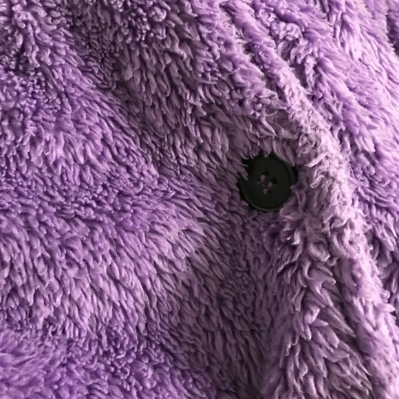 NOISY MAY Teddy Fleece Jacket Sweater L Purple Button Down Super Soft Cozy - Picture 7 of 7